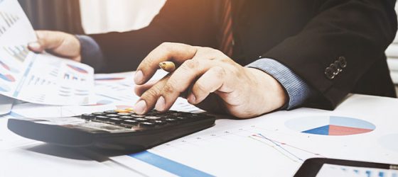 broker analyzing financial data